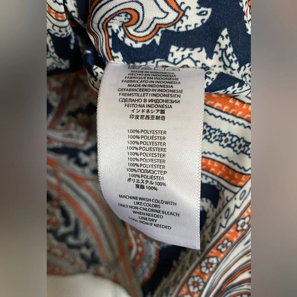 NWT MICHAEL Michael Kors Blue Orange Print Flowy Kaftan Blouse Top Size 3X - Picture 7 of 7
